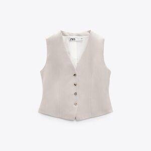 Zara Vest And Pants Set In Beige